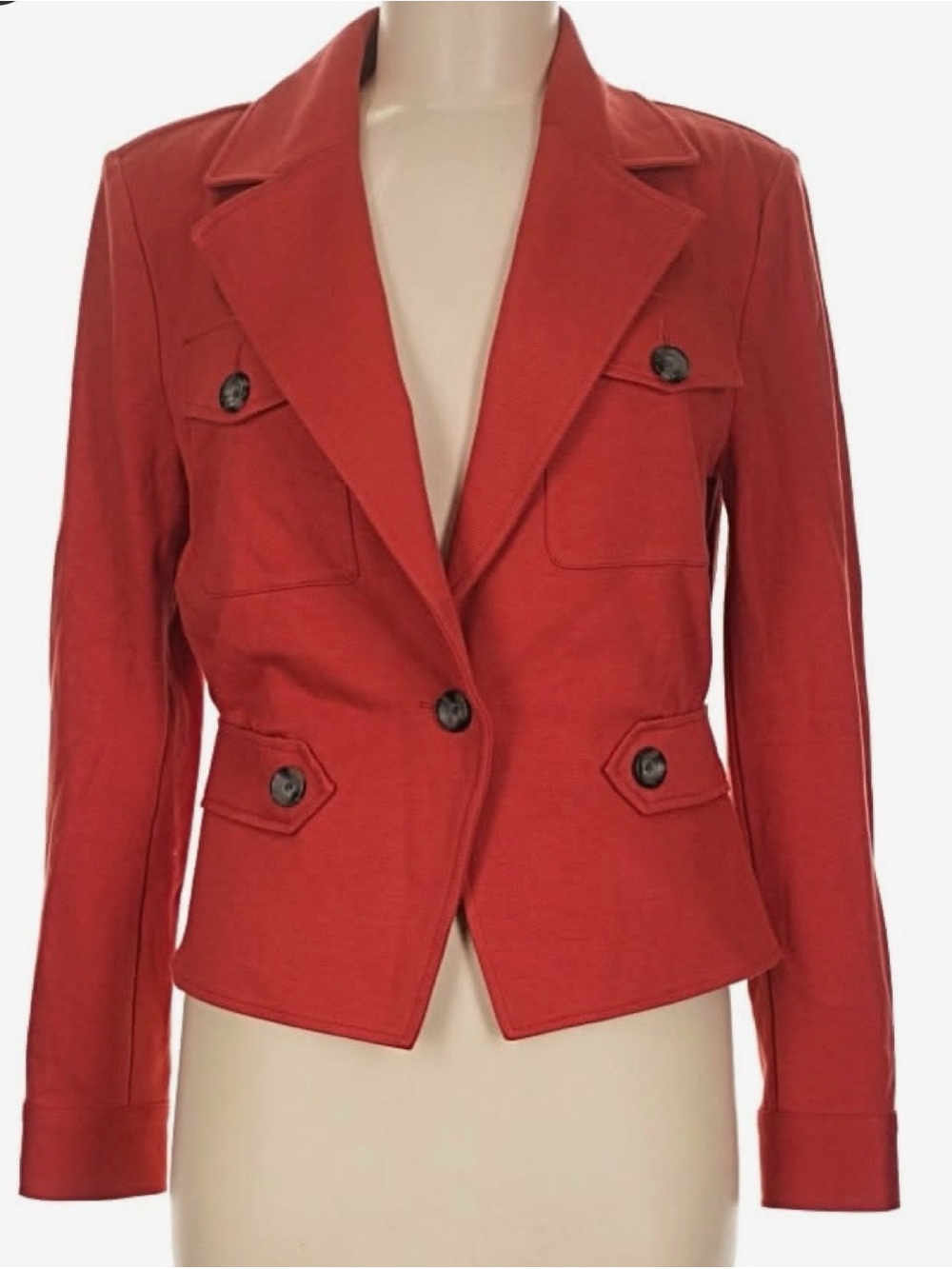 CAbi JRJ Red Tailored Button-Front Blazer #3374